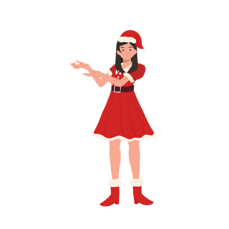 Jeune fille en tenue de Père Noël  Illustration