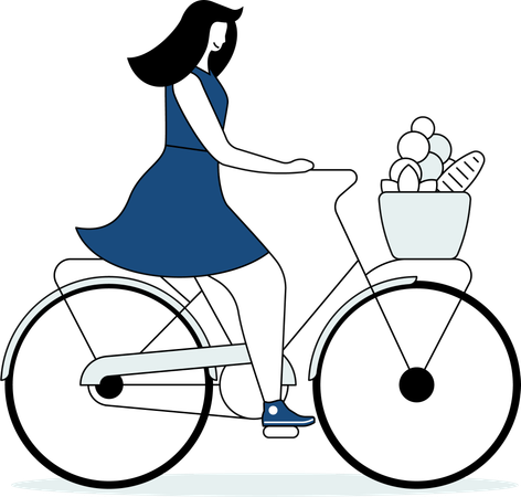 Jeune fille, équitation, cycle  Illustration