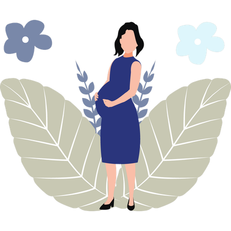 Jeune fille enceinte debout calmement  Illustration