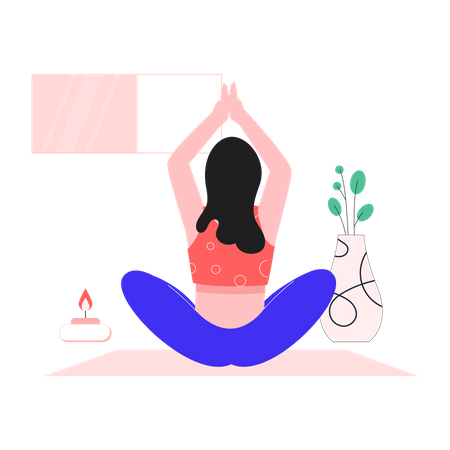 Jeune fille faisant du yoga  Illustration