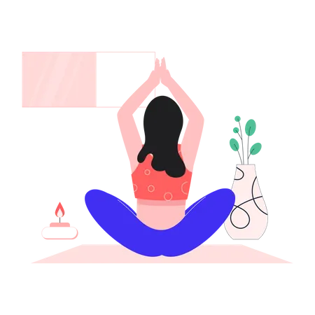 Jeune fille faisant du yoga  Illustration