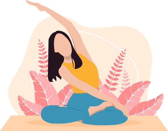 Jeune fille faisant du yoga  Illustration