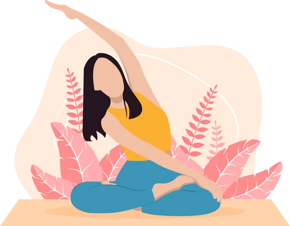 Jeune fille faisant du yoga  Illustration