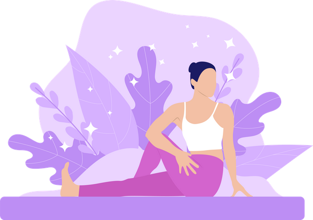 Jeune fille faisant du yoga  Illustration