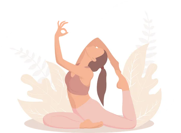 Jeune fille faisant du yoga  Illustration