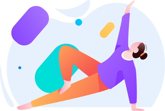 Jeune fille faisant du yoga le matin  Illustration