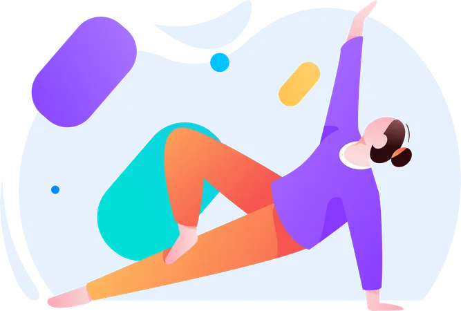 Jeune fille faisant du yoga le matin  Illustration