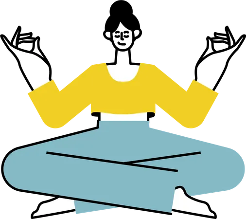 Jeune fille faisant du yoga méditation  Illustration