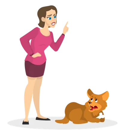 Jeune fille dressant un chien de compagnie  Illustration