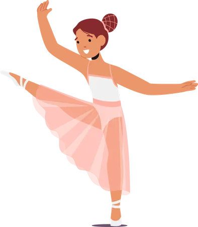 Jeune fille vêtue de tutu et de chaussons de ballet  Illustration