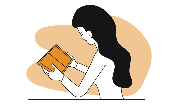 Jeune fille lisant un livre  Illustration