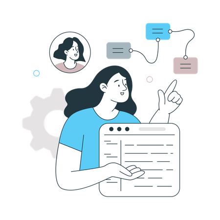 Jeune fille montrant un architecte logiciel  Illustration