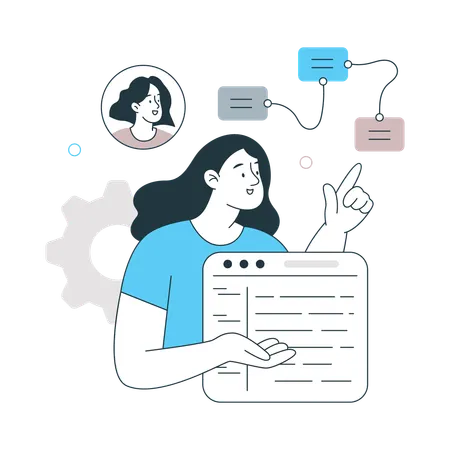 Jeune fille montrant un architecte logiciel  Illustration