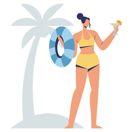 Jeune fille profiter à la plage  Illustration