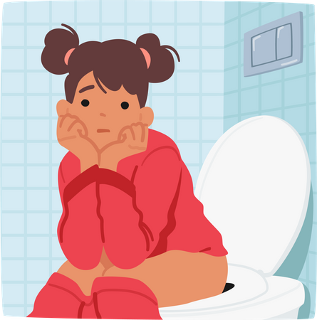 Jeune fille utilisant les toilettes  Illustration