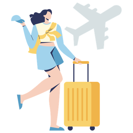 Jeune fille en voyage en avion  Illustration