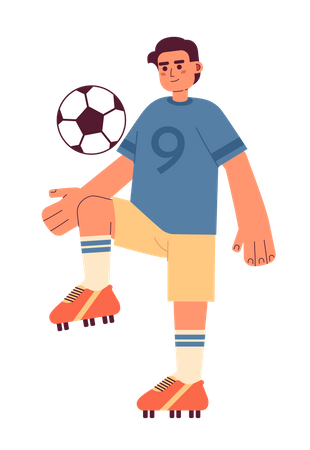 Jeune footballeur brésilien bottant le ballon de football  Illustration