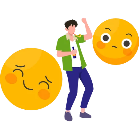 Jeune garçon célébrant l'emoji  Illustration