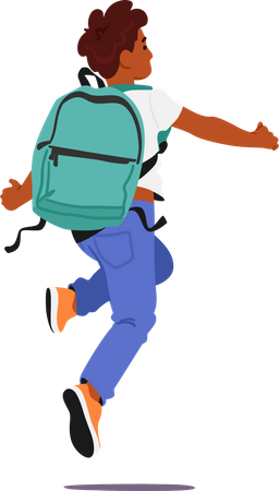 Jeune garçon étudiant avec sac à dos  Illustration