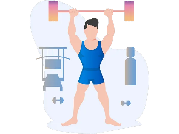 Jeune garçon faisant de la musculation  Illustration