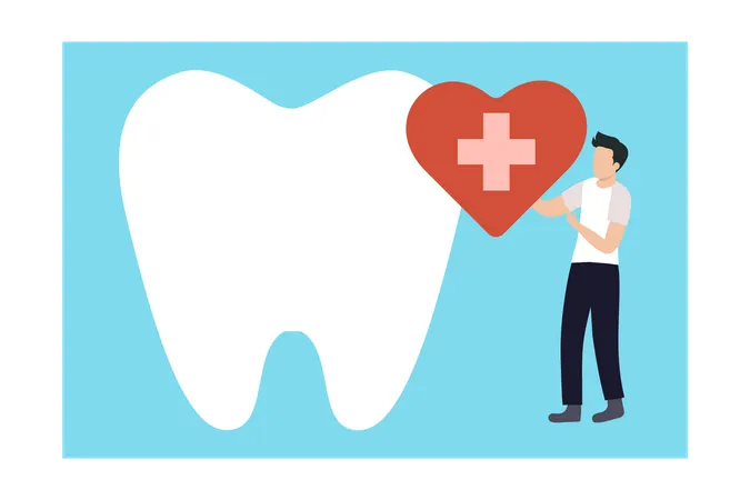 Le jeune garçon garde ses dents  Illustration