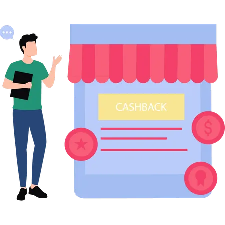 Jeune garçon regardant le cashback  Illustration