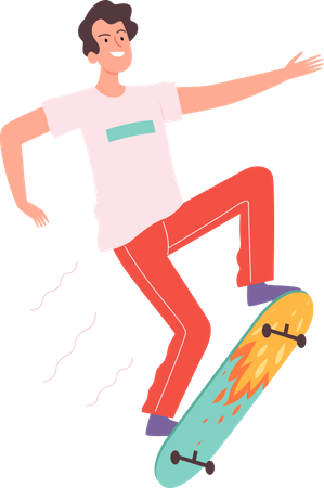 Jeune garçon faisant du skateboard  Illustration