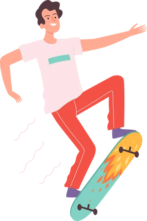 Jeune garçon faisant du skateboard  Illustration