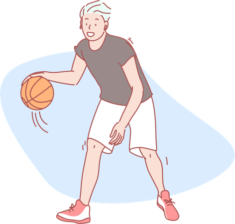 Jeune garçon tenant le basket-ball  Illustration