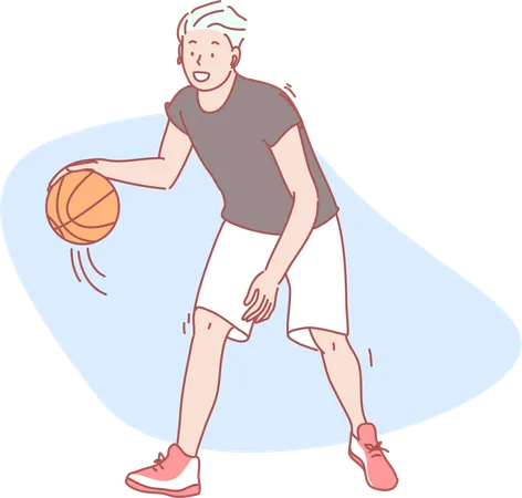 Jeune garçon tenant le basket-ball  Illustration