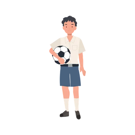 Jeune garçon thaïlandais avec football  Illustration