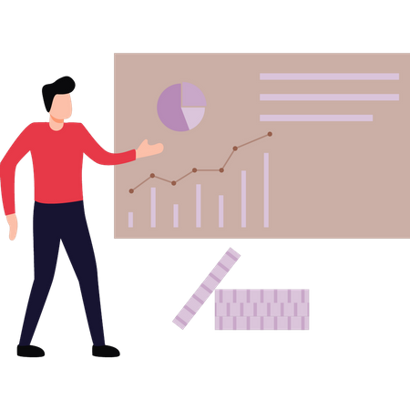 Jeune garçon travaillant sur l'analyse graphique  Illustration