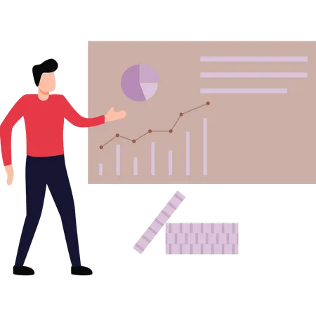 Jeune garçon travaillant sur l'analyse graphique  Illustration