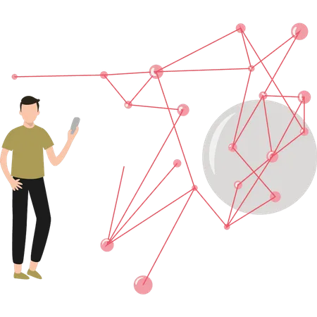 Jeune garçon utilisant la technologie numérique  Illustration