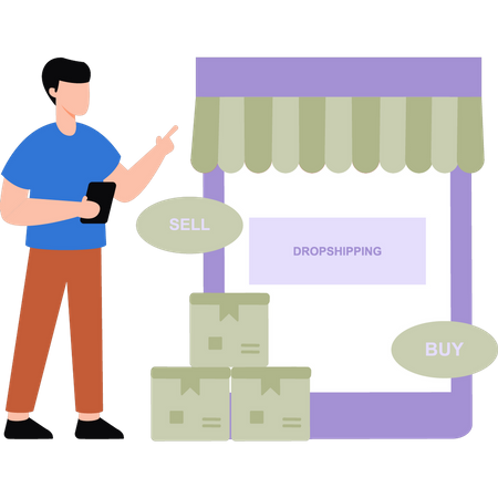 Jeune homme drop shipping  Illustration