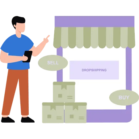 Jeune homme drop shipping  Illustration