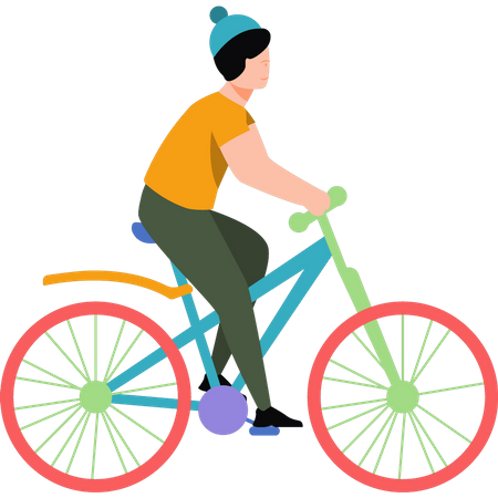 Jeune homme à vélo  Illustration