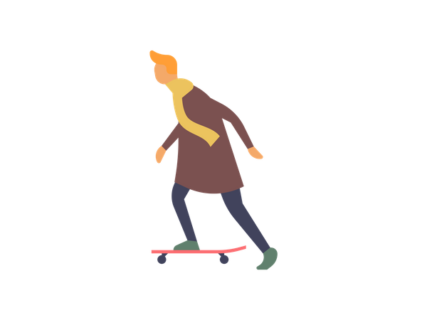 Jeune homme appréciant le skateboard  Illustration