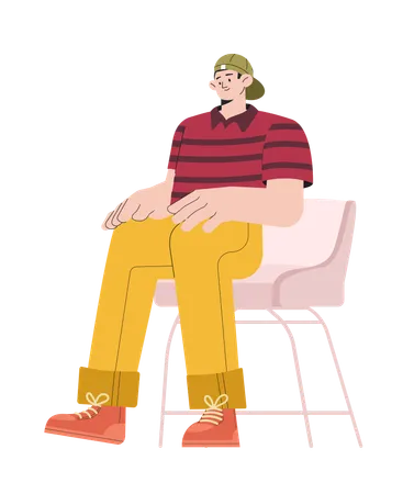 Jeune homme assis sur une chaise  Illustration