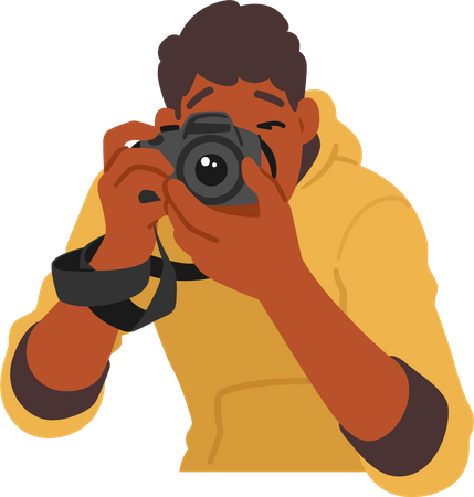 Jeune homme avec appareil photo  Illustration