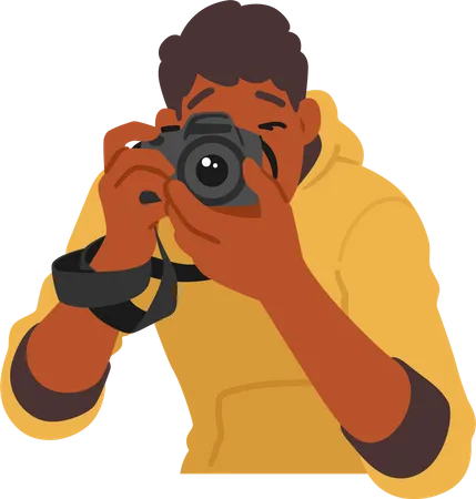Jeune homme avec appareil photo  Illustration