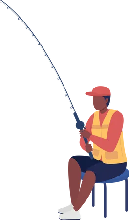 Jeune homme avec canne à pêche  Illustration