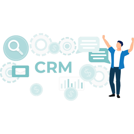 Jeune homme avec gestion de la relation client  Illustration