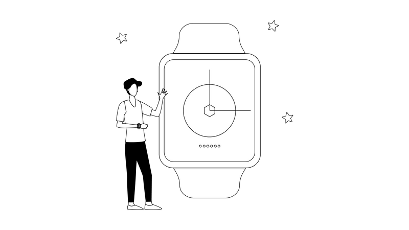 Jeune homme avec montre intelligente  Illustration