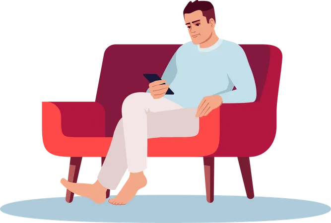 Jeune homme avec smartphone  Illustration