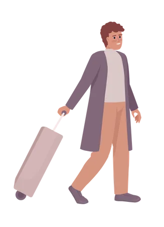 Jeune homme avec valise  Illustration