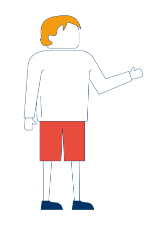 Jeune homme blond sans visage en short rouge faisant des gestes  Illustration