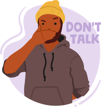 Jeune homme couvrant la bouche  Illustration