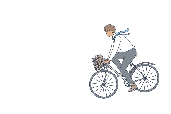 Jeune homme d'affaires à vélo  Illustration