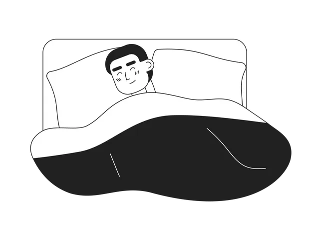 Jeune homme dormant dans son lit  Illustration